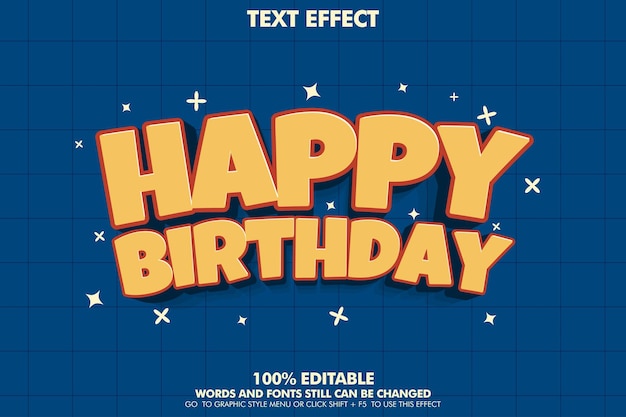 efecto de texto editable feliz cumpleaños