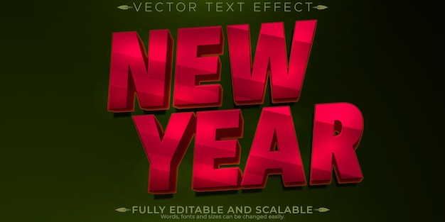Efecto de texto editable Feliz Navidad 3D y estilo de fuente de año nuevo