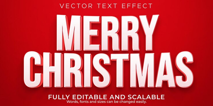 Vector gratuito efecto de texto editable feliz navidad, estilo de fuente 3d 2022 y año nuevo