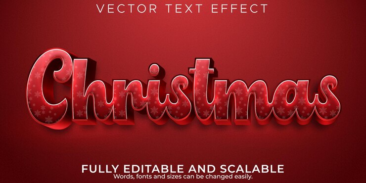 Vector gratuito efecto de texto editable feliz navidad, estilo de fuente 3d 2022 y año nuevo