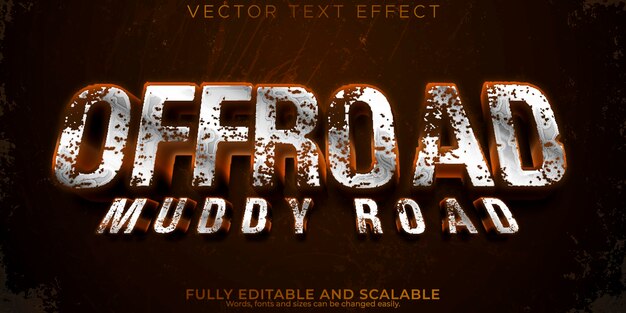 Efecto de texto editable fuera de carretera 3D sucio y estilo de fuente de aventura