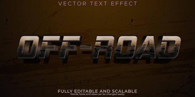 Efecto de texto editable fuera de carretera 3D sucio y estilo de fuente de aventura