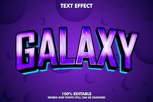 Vector gratuito efecto de texto editable galaxy con sombra y