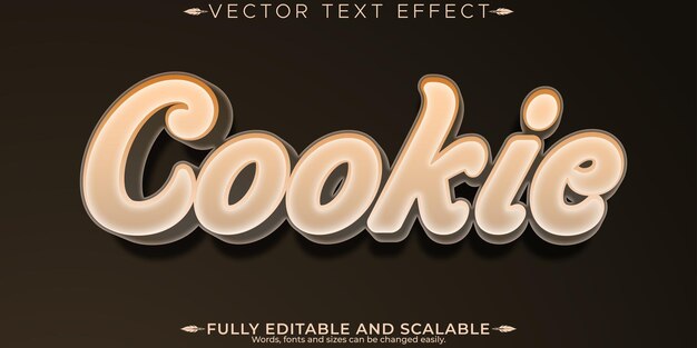 Efecto de texto editable para galletas estilo de texto de panadería y galleta
