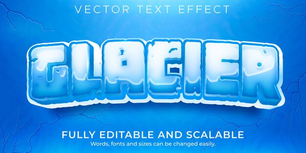 Efecto de texto editable de glaciar, hielo y estilo de texto congelado