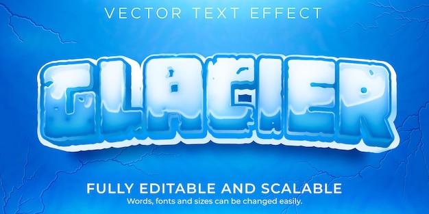 Efecto de texto editable de glaciar, hielo y estilo de texto congelado