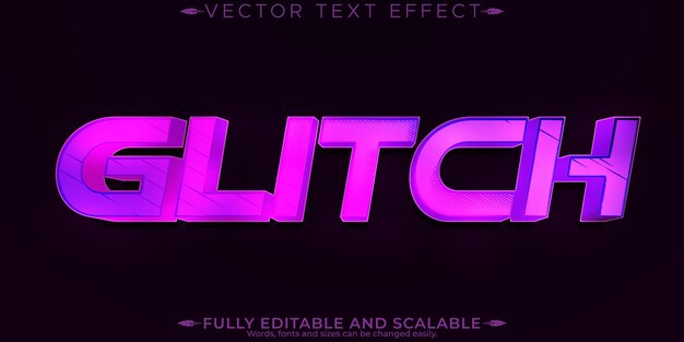 Efecto de texto editable de glitch estilo de texto rosado y de error editable