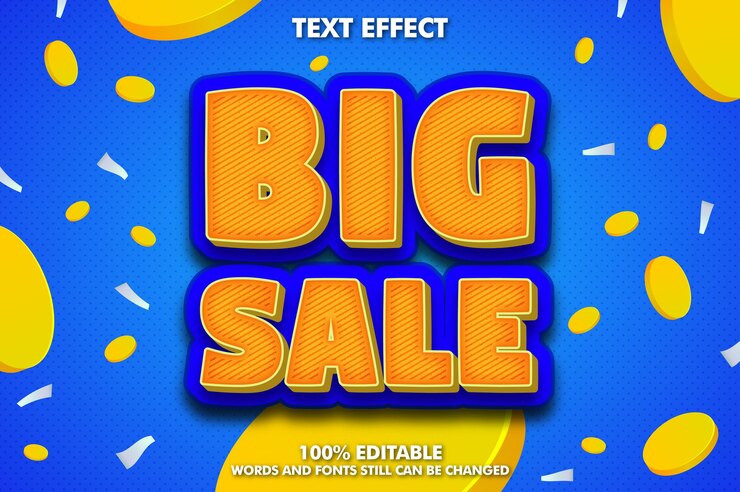Vector gratuito efecto de texto editable de gran venta y fondo para