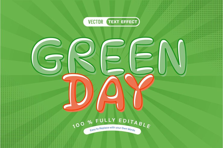 Vector gratuito efecto de texto editable de green day