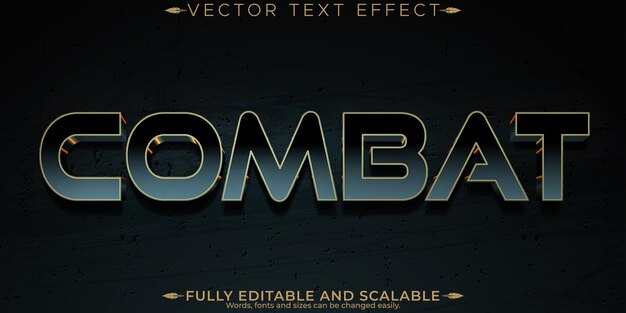Efecto de texto editable guerrero batalla 3d y estilo de fuente de combate