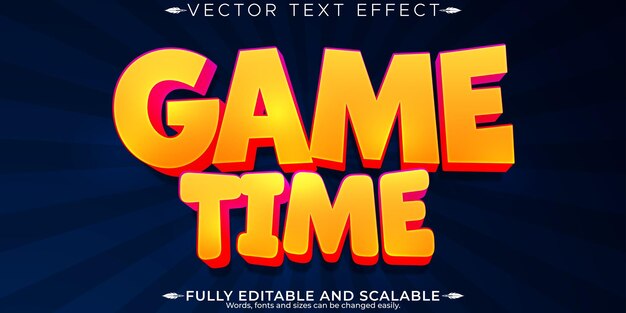 Efecto de texto editable del juego tiempo editable y estilo de texto de dibujos animados
