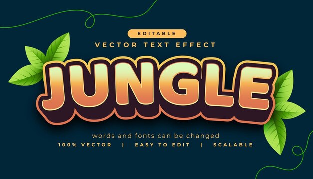 efecto de texto editable de la jungla con hojas verdes