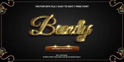 Vector gratuito efecto de texto editable de lujo belleza oro estilo de texto 3d