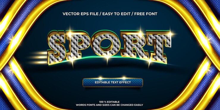 Vector gratuito efecto de texto editable de lujo deportivo dorado estilo de texto 3d