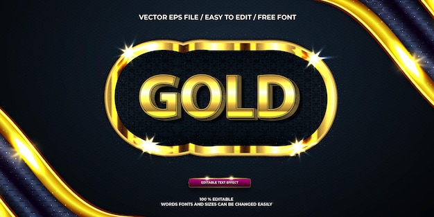 Vector gratuito efecto de texto editable de lujo estilo de texto 3d dorado