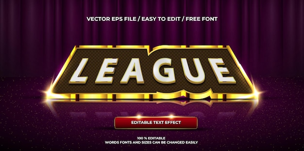 Vector gratuito efecto de texto editable de lujo estilo de texto 3d de la liga
