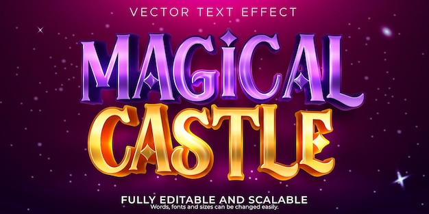 Vector gratuito efecto de texto editable magia 3d mago y estilo de fuente de bruja