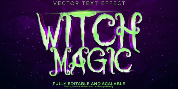 Efecto de texto editable magia 3d mago y estilo de fuente de bruja