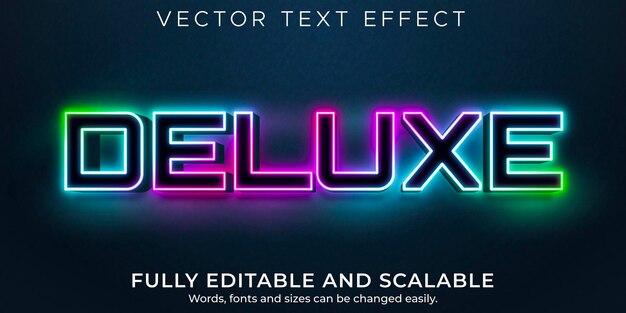 Efecto de texto editable de neón Deluce, estilo de texto brillante y neón