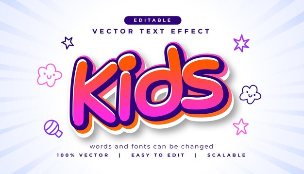 efecto de texto editable para niños en estilo cómic