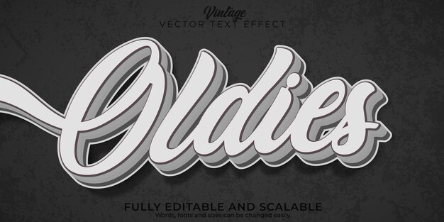 Efecto de texto editable oldies, estilo de fuente retro y vintage 3d