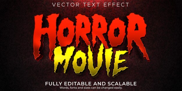 Efecto de texto editable de película de terror estilo de texto muerto y aterrador