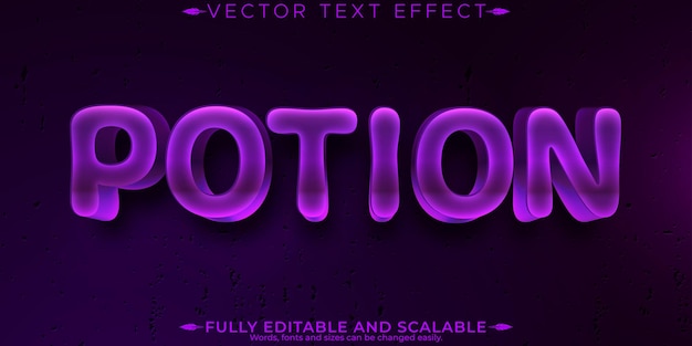 Efecto de texto editable de poción estilo de texto púrpura y mágico editable