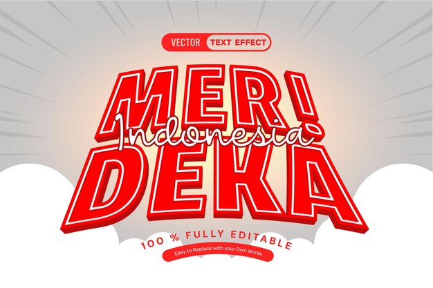 Efecto de texto editable de Red Merdeka