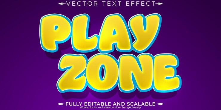 Vector gratuito efecto de texto editable reproducir dibujos animados en 3d y estilo de fuente divertido