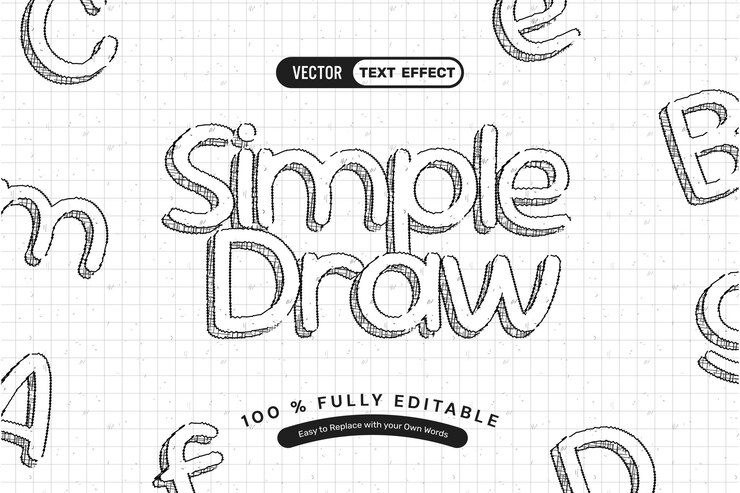 Vector gratuito efecto de texto editable simple dibujado a mano