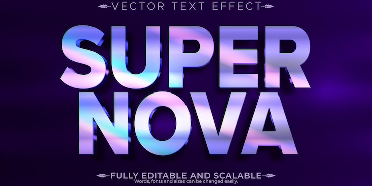 Vector gratuito efecto de texto editable supernova estrellas editables y estilo de texto espacial