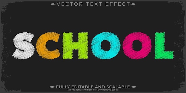 Efecto de texto editable con tiza estilo de texto escolar y educativo editable