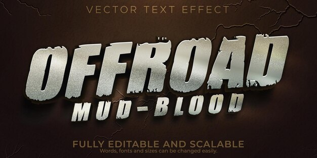 Efecto de texto editable todoterreno, estilo de fuente 3d sucio y aventura