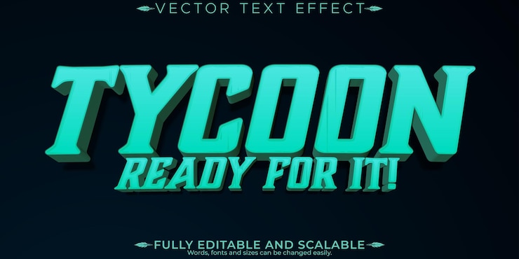 Vector gratuito efecto de texto editable de tycoon estilo de texto de juego y negocio editable