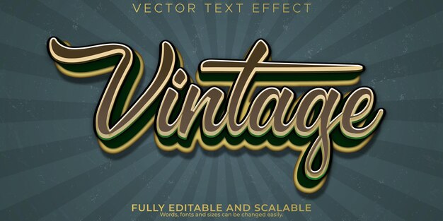 Efecto de texto editable vintage estilo de texto retro y clásico