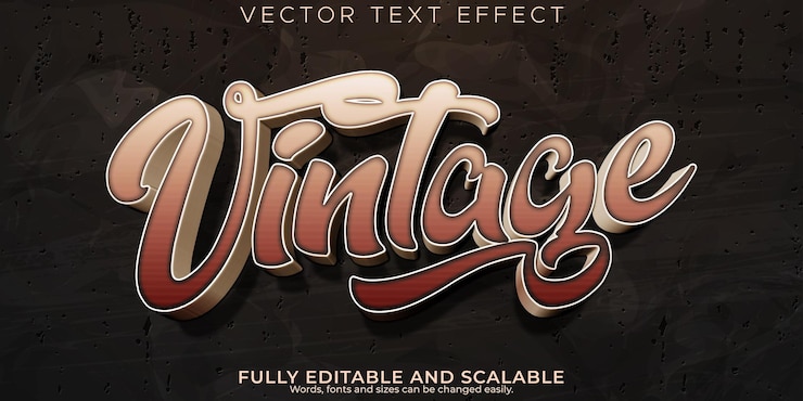 Vector gratuito efecto de texto editable vintage estilo de texto retro y clásico