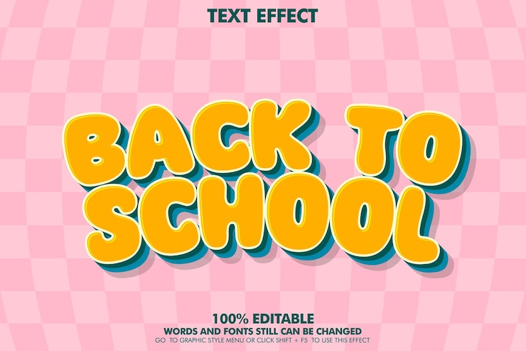 Vector gratuito efecto de texto editable de vuelta a la escuela con concepto retro