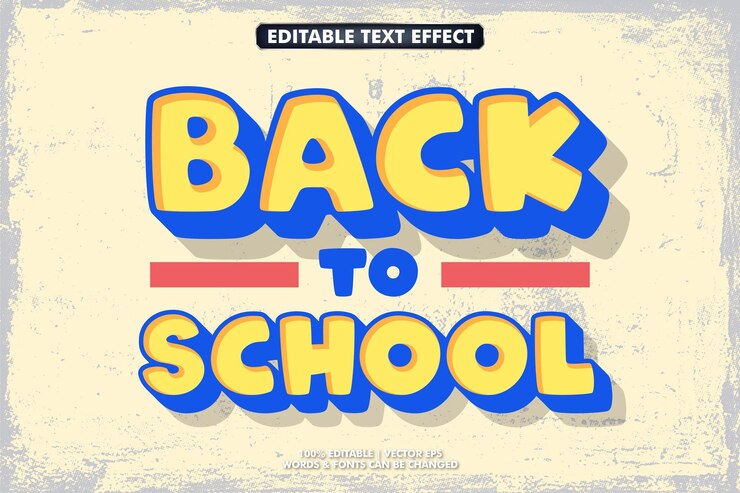 Vector gratuito efecto de texto editable de vuelta a la escuela plantilla de estandarte de vuelta al colegio
