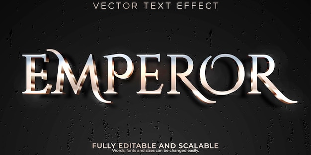Efecto de texto emperador editable estilo de texto metálico y caballero