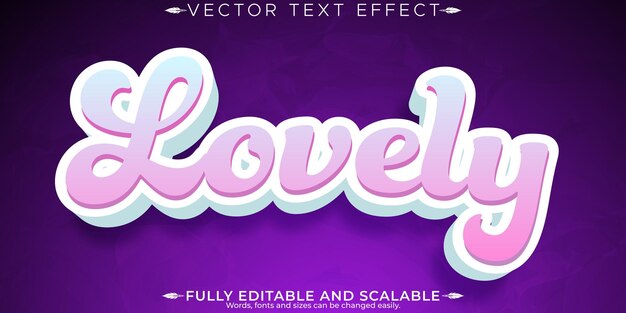 El efecto de texto encantador editable adorable y encantador estilo de fuente personalizable