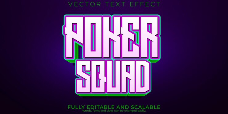 Vector gratuito efecto de texto de escuadrón de póquer estilo de texto de héroe y esport editable