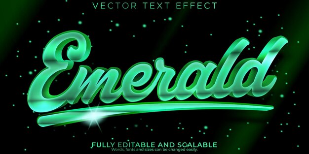 Efecto de texto esmeralda lujo editable y estilo de texto brillante