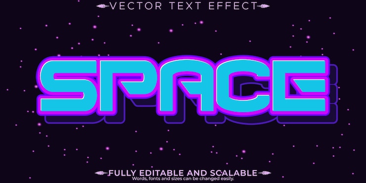 Vector gratuito efecto de texto espacial juegos editables y estilo de texto cibernético