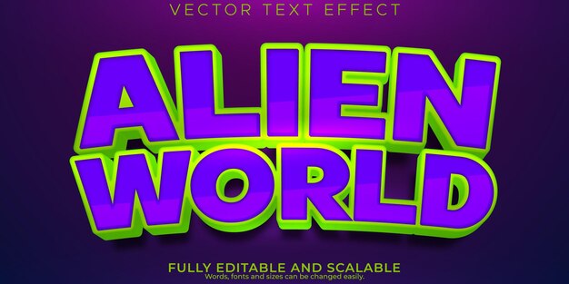 Efecto de texto de espacio extraterrestre planeta editable y estilo de texto ovni