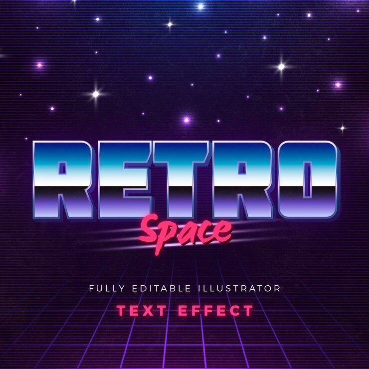 Vector gratuito efecto de texto espacio retro