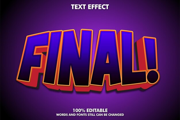 Efecto de texto de la etiqueta final Texto editable de color morado oscuro