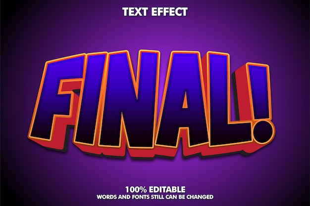 Efecto de texto de la etiqueta final Texto editable de color morado oscuro
