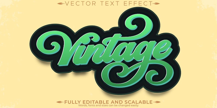 Vector gratuito efecto de texto de etiqueta retro editable estilo de texto de los años 70 y 80x9