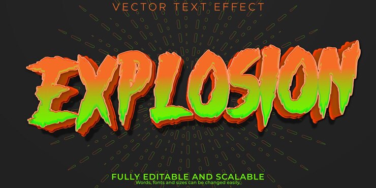 Vector gratuito efecto de texto de explosión estilo de texto alienígena y ovni editable