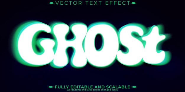 Efecto de texto fantasma editable estilo de texto vintage y aterrador